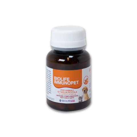 Biolife Immunopet | A base di Shiitake, Reishi titolato 50% e Cordyceps | 60 Capsule per Taglia Piccola |
