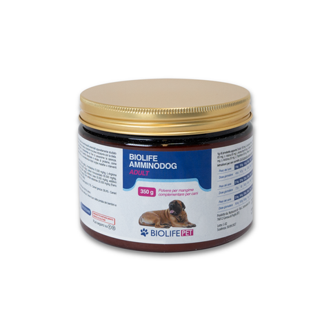 Biolife AmminoDog Adult | Cani Taglia Grande | Mangime Complementare di Calcio ed Amminoacidi | 350g