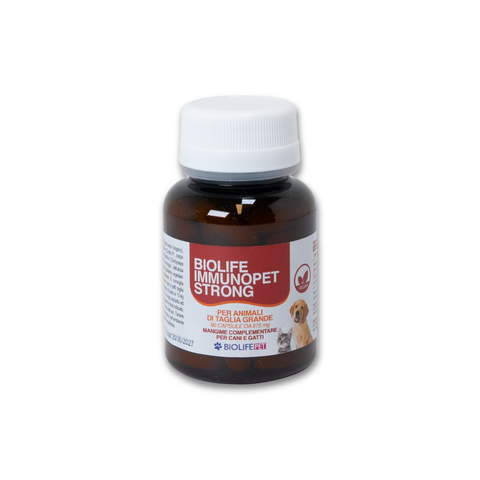 Biolife Immunopet Strong | A base di Shiitake, Reishi titolato 50% e Cordyceps | 60 capsule per Taglia Grande |